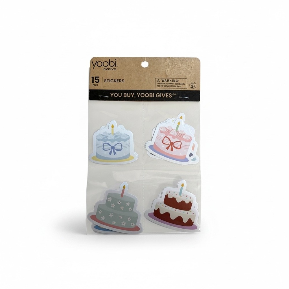 Yoobi Evolve Birthday Cake Stickers 15 Pack Pastel Die Cut Decals New